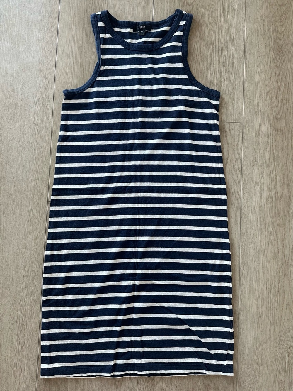J. Crew Navy and White Striped Midi Dress (XS)